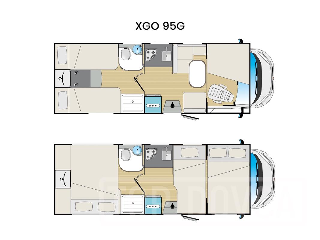 Půdorys obytného vozu - rozložení interiéru